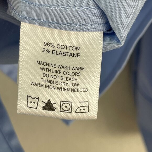 NEW Foxcroft NYC Womens Large Non Iron Stretch Blue Button Up Shirt Blouse Top - Picture 4 of 8